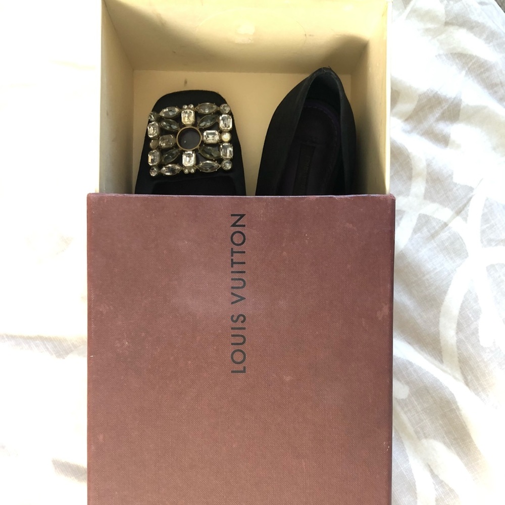 satin & crystal LOUISVUITTON ballerina flats 36.5
